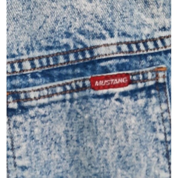 Vintage 80s Mustang Denim Jean Acid Wash Knee Length Skirt Retro Mom Jeans - Picture 3 of 3